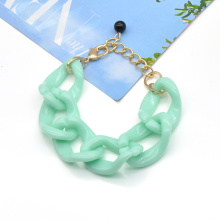 Custom color curved hoop cute link chain acrylic women bracelet